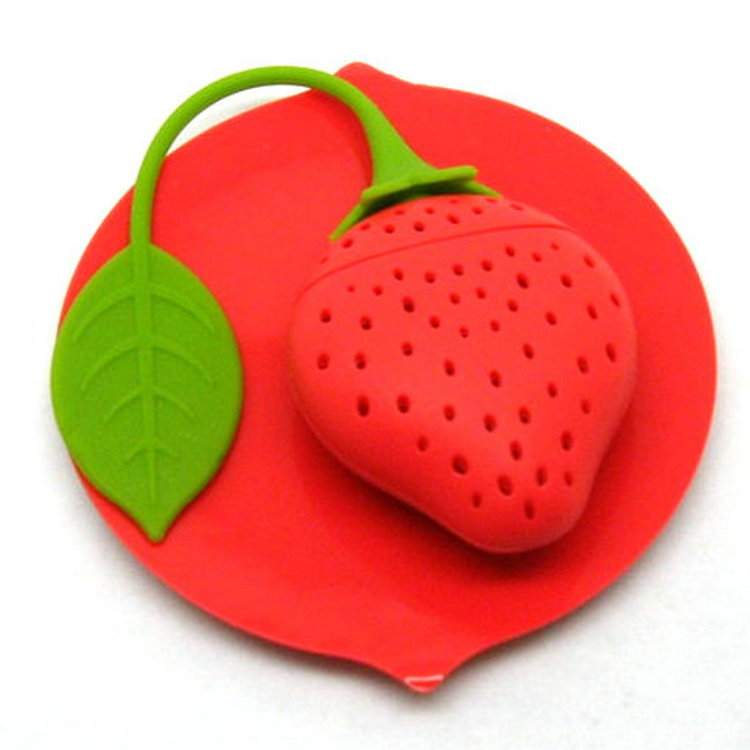 草莓形硅膠茶包茶漏泡茶器